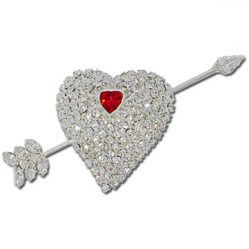 Rhinestone broche em forma de coração acessórios do casamento jóias